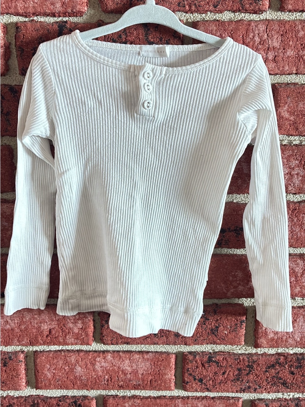 Jamie Kay White Ribbed Long-Sleeve Henley Tee